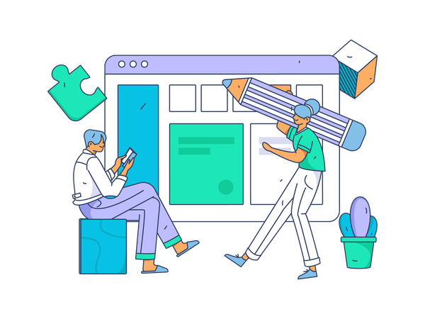 Employees working on task schedule  Illustration