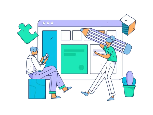 Employees working on task schedule  Illustration