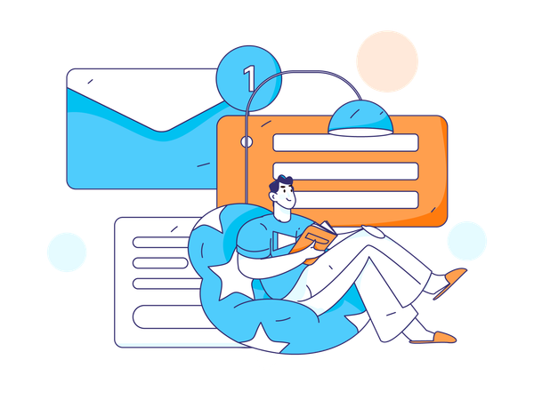 Employees working on unread mails  Illustration