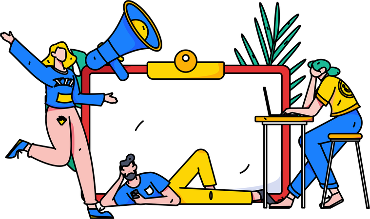 Employees working on user emails responses  Illustration