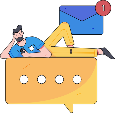 Employees working on user emails responses  Illustration