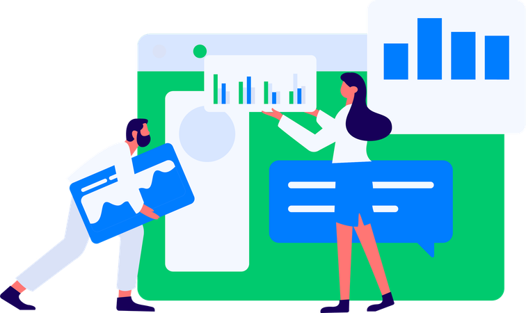 Employees working on web design  Illustration