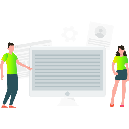 Employees working on website  Illustration