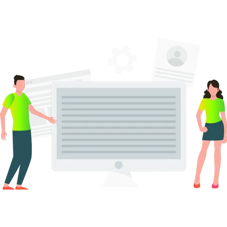 Employees working on website  Illustration