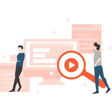 Employees working on website visibility  Illustration