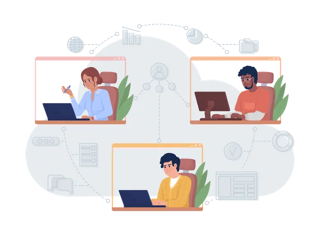 Employees working remotely from home  Illustration