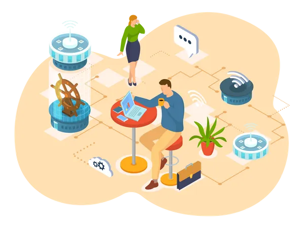 Employees working remotely  Illustration