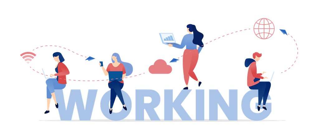 Employees working remotely  Illustration