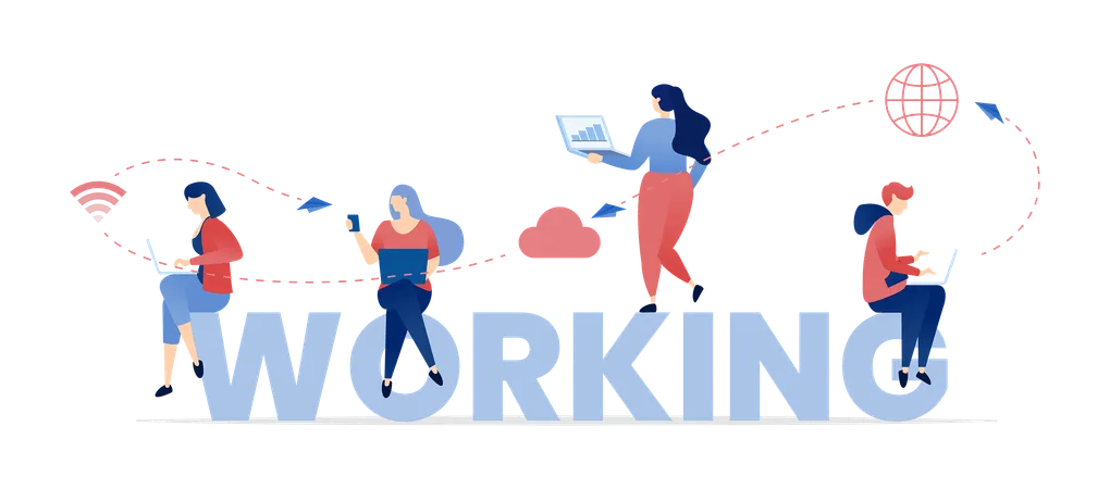 Employees working remotely  Illustration