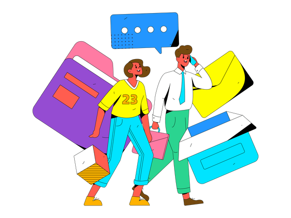 Employees working together  Illustration