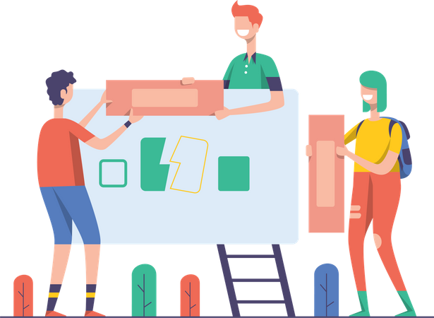 Employees working together Illustration