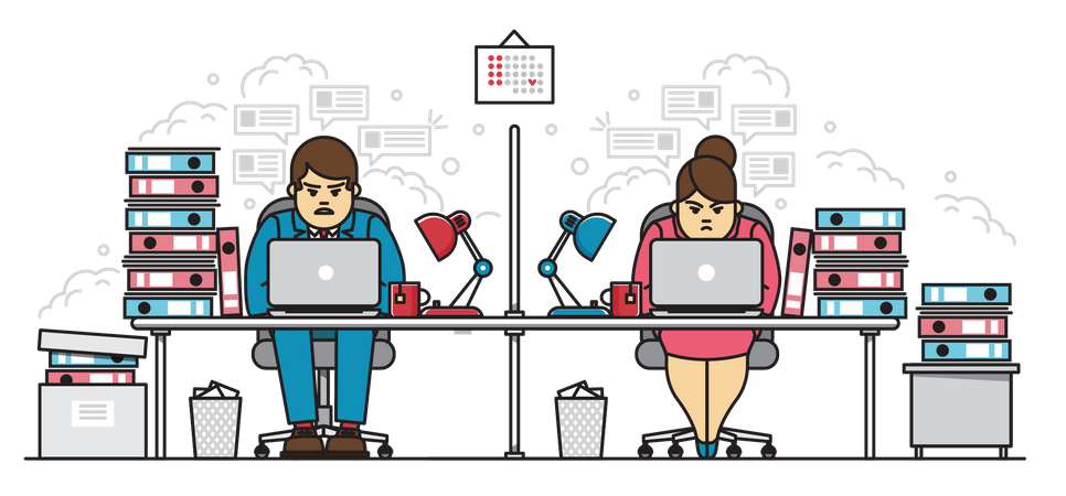 Employees working together  Illustration