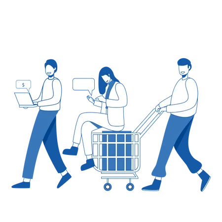 Employees working together  Illustration