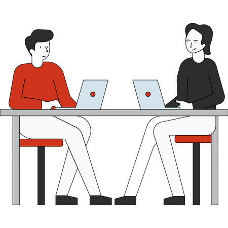 Employees working together  Illustration