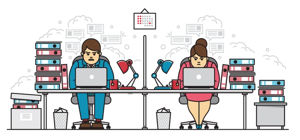 Employees working together  Illustration