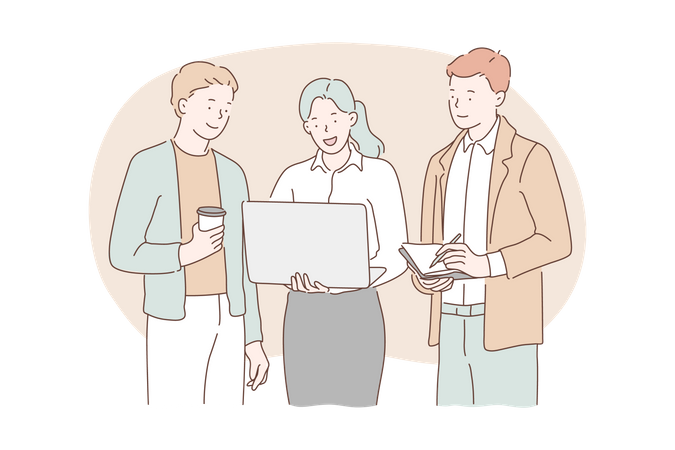 Employees working together  Illustration