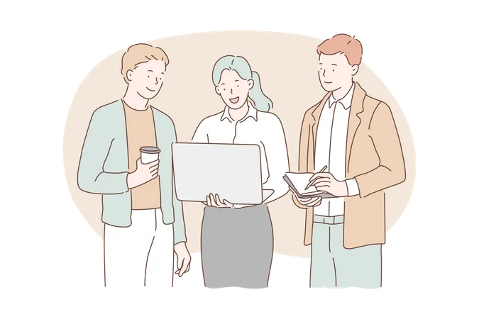 Employees working together  Illustration