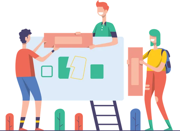 Employees working together  Illustration