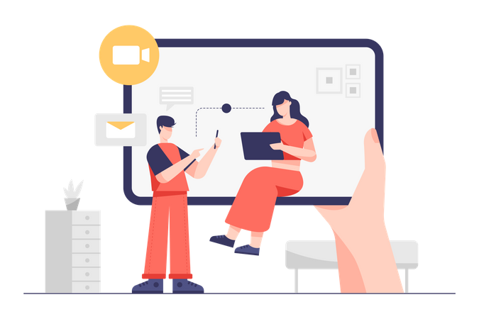 Employees working together remotely  Illustration