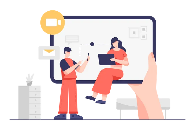 Employees working together remotely  Illustration