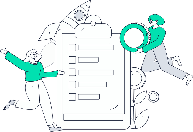 Employees works on target list  Illustration