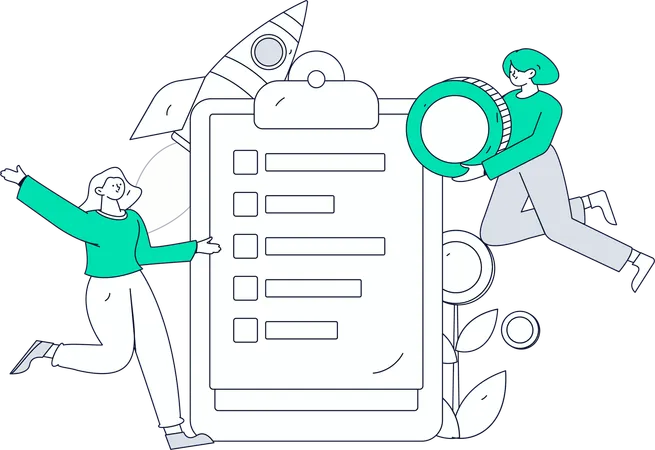 Employees works on target list  Illustration