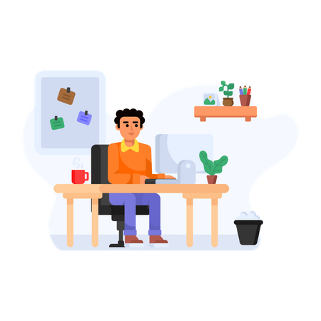 Employer doing home job  Illustration