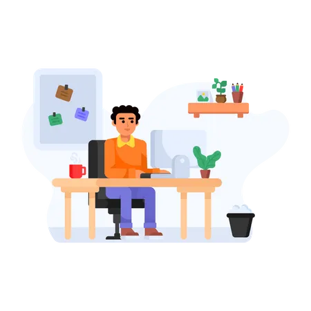 Employer doing home job  Illustration