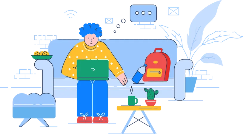 Employer doing work from home  イラスト