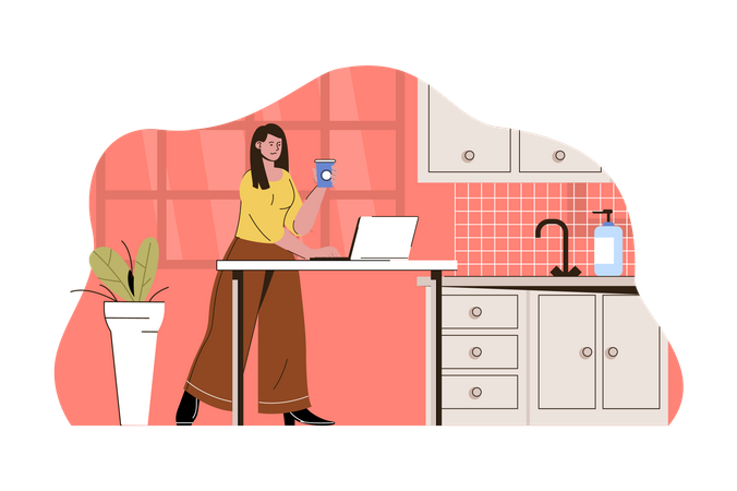 Employer doing work from home  Illustration