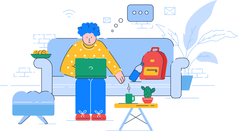 Employer doing work from home  Illustration