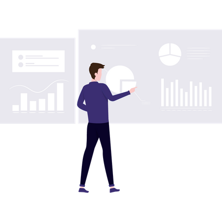 Employer giving presentation on business statistics  Illustration