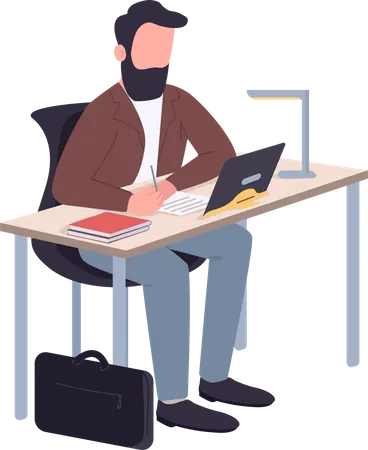 Employer taking notes while online meeting  Illustration