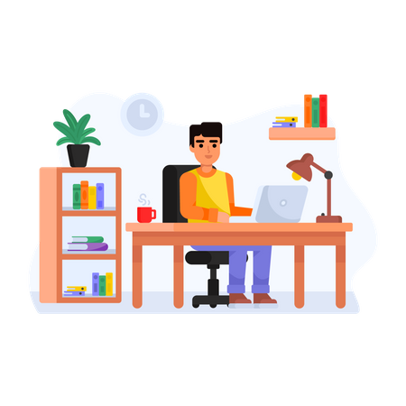 Employer working remotely  Illustration