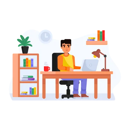 Employer working remotely  Illustration