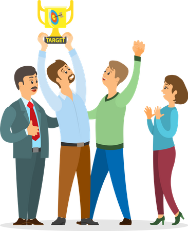 Employers and Employees celebrate business winning  일러스트레이션