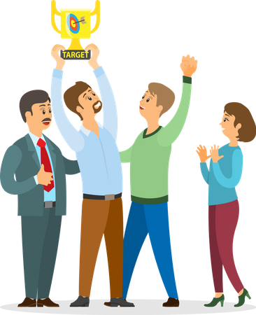 Employers and Employees celebrate business winning  Illustration