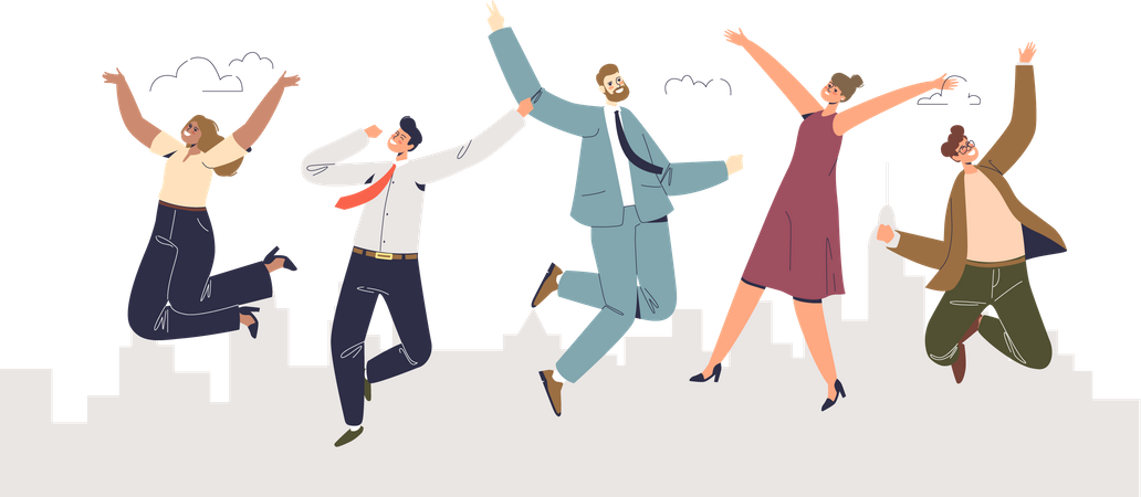 Employers of company celebrating business success Illustration