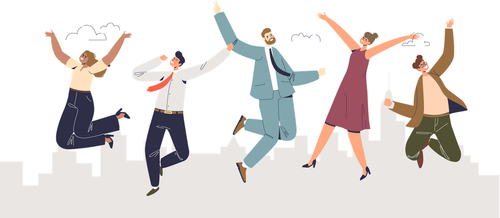 Employers of company celebrating business success  Illustration