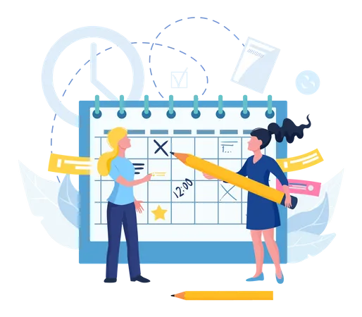 Employers working on business schedule  Illustration