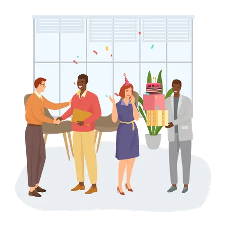 Employés célébrant leur anniversaire  Illustration