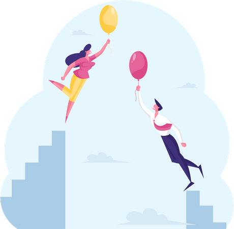 Les employés d'entreprise, hommes et femmes, réussissent  Illustration