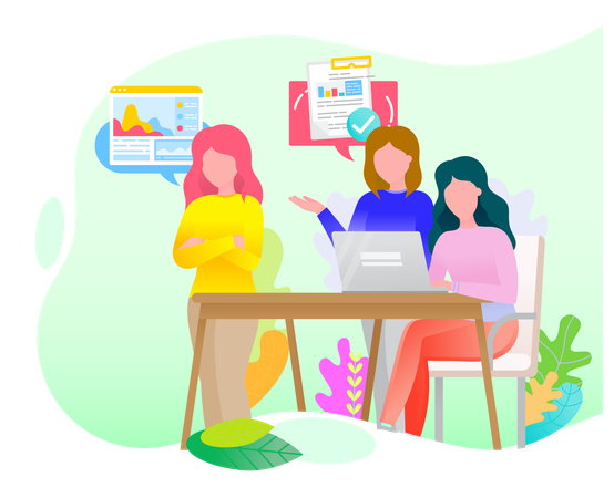 Employés de bureau au bureau travaillant sur un nouveau projet  Illustration
