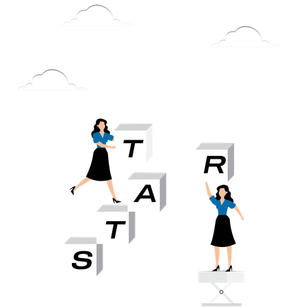 Les employés d'entreprise travaillent à la réalisation des objectifs  Illustration