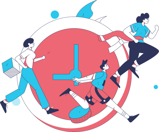 Employés en retard à une réunion de bureau  Illustration