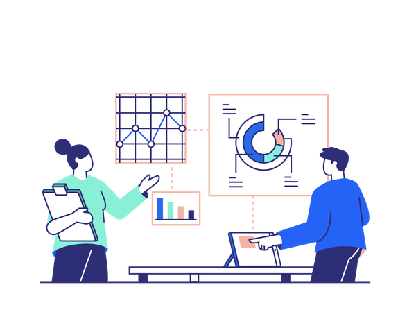 Employés préparant la stratégie d'entreprise  Illustration