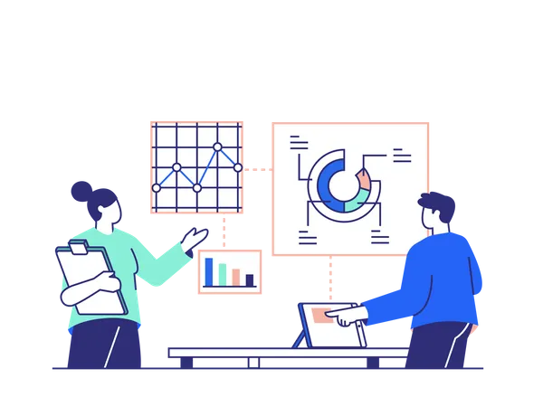 Employés préparant la stratégie d'entreprise  Illustration