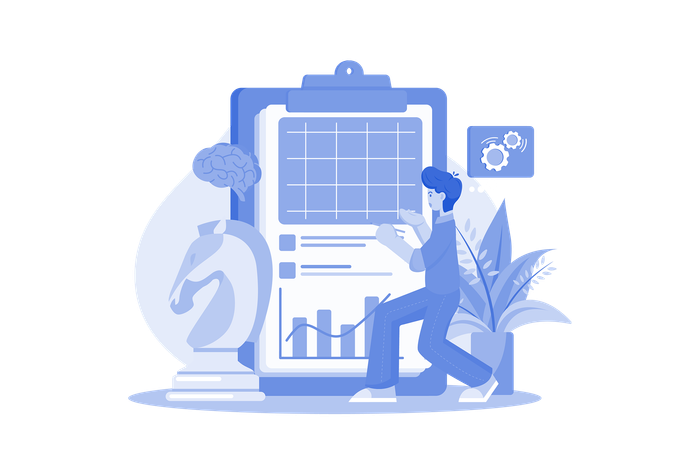 Employés effectuant la planification stratégique  Illustration