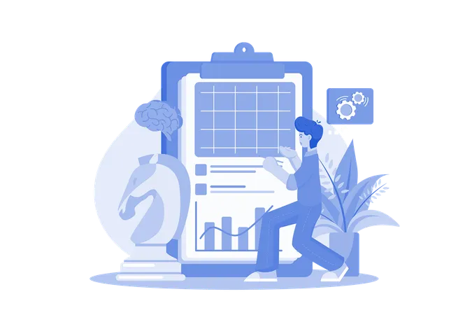 Employés effectuant la planification stratégique  Illustration