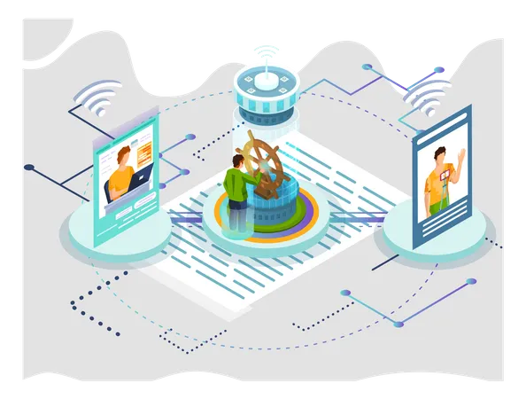 Employés travaillant à distance  Illustration